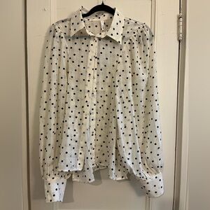 Glam Black Oversized Polka Dot Blouse